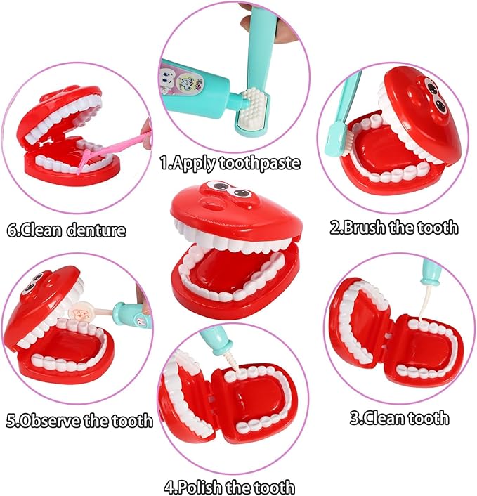 Gifts2U Doctor Kit for Toddlers 3-5, Medical Pretend Play Toys with Gift Case, 42 Piece Dentist Playset Kit for Kids,for Christmas Birthday Gift(Pink)