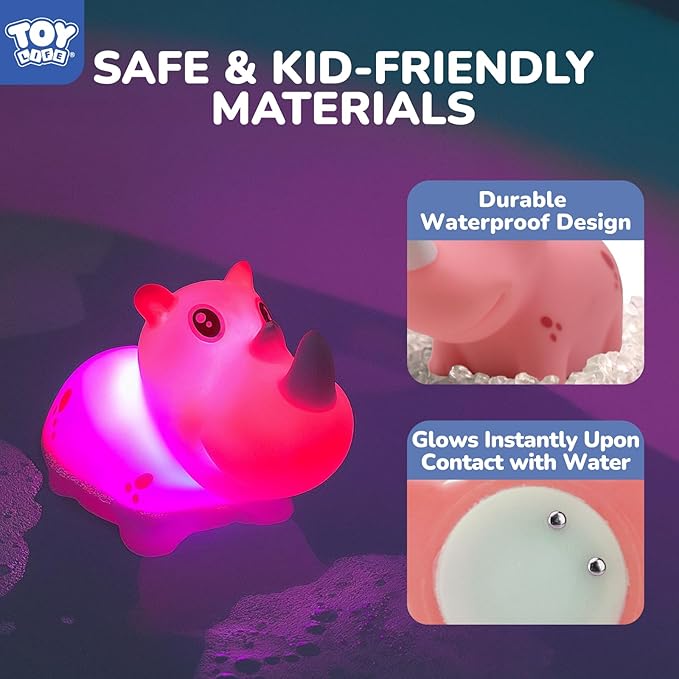 TOY Life 12 PCS Animals Light Up Bath Toys Ages 1-3, No Hole Glow Bath Toys for Kids, Baby Toddler Bath-Time Gifts for Easter, Christmas Stocking Stuffers for Kids, Ideal for Shower, Bathtub, Pool