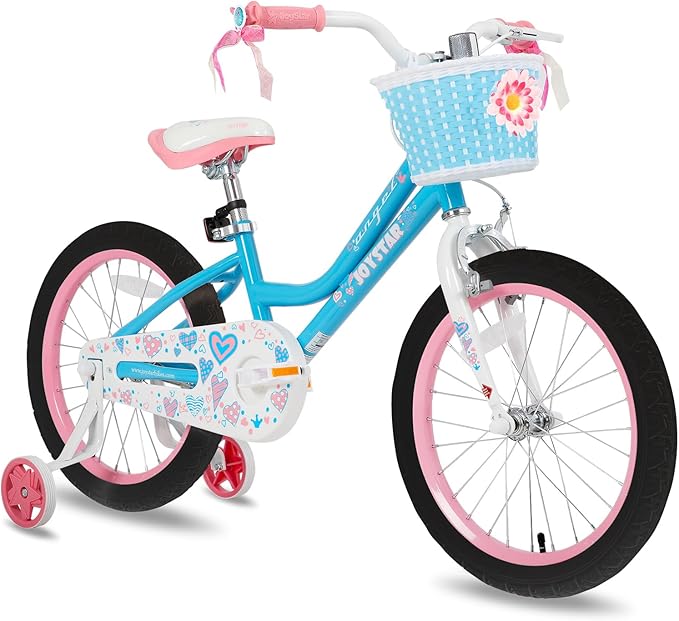 JOYSTAR Angel Girls Bike for Toddlers and Kids Ages 2-13 Years Old, 12 14 16 18 20 Inch Kids Bike with Training Wheels & Basket, 20 24 Inch Girls Bicycle with Handbrake & Kickstand