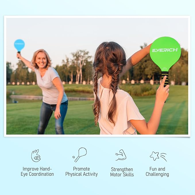 EVERICH Toss and Catch Ball Set & Paddle Ball, Outdoor Games for Kids Toys, Christmas Family Games, Beach Pool Camping Yard Game Outside Toys, Gifts for Boys Girls 3 4 5 6 7 8 9 10 11 12+ Years Old