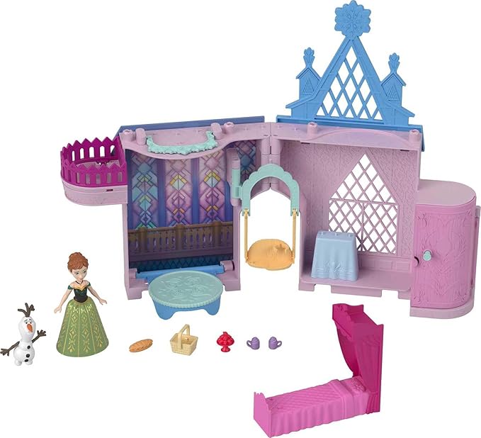 Mattel Disney Frozen Toys, Storytime Stackers Anna's Arendelle Castle, Stackable Doll House with Small Doll, Olaf & 7 Pieces, Inspired by The Movies