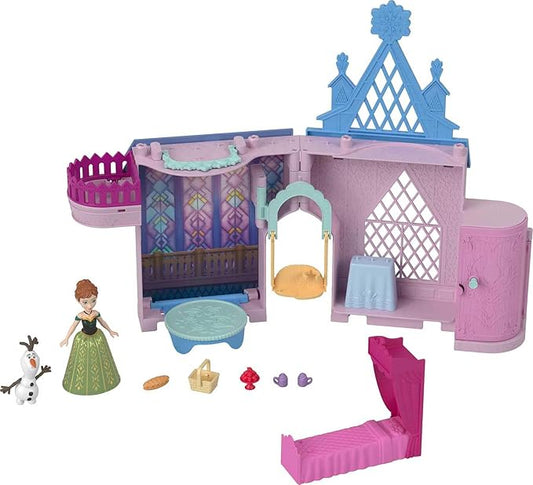 Mattel Disney Frozen Toys, Storytime Stackers Anna's Arendelle Castle, Stackable Doll House with Small Doll, Olaf & 7 Pieces, Inspired by The Movies