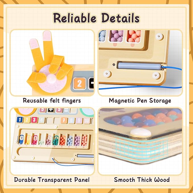 TOP BRIGHT Montessori Learning Toys for 3 4 5 + Year Old, Magnetic Beads Sorting Matching Toys for Boys Girls Birthday Gifts, Finger Math Addition & Subtraction