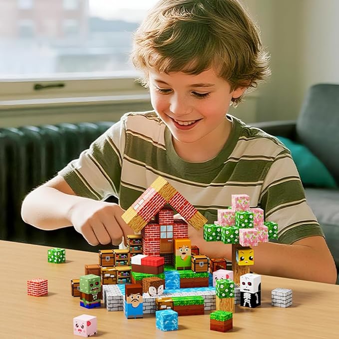 150PCS Magnetic Blocks, Stacking Magnets for Kids, Sensory Toy for Learning Toys, STEM Sensory Travel Magnet Building Toys for Toddlers