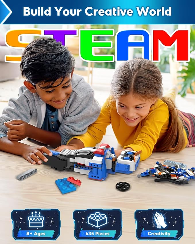 Robot Building Kits for Kids, Stem Toys for Boys Age 8-12, APP & Remote Control Educational Coding Building Sets, Programmable Robot for Kids, Rechargeable Robotic Kit Gifts for Girls Boys