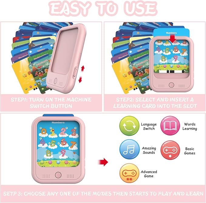 Kids Educational Learning Tablet Toy-Educational Tablet Toy to Interactive Learn Alphabets,Colors,Number,Foods,Jurassic Park,Animals,Learning Toys for Toddlers 2-6 Years Old,Gifts for Boys Girl