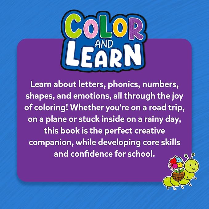 Skillmatics Coloring Book - 50 Tear-Out Pages and 12 Retractable Mess-Free Crayons, Learn Letters, Numbers, Phonics and Shapes, Educational Gift for Toddlers and Preschoolers Ages 3, 4, 5, 6