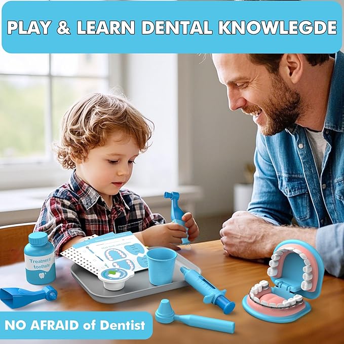 Dentist Play Set for Toddlers 3-5 - Doctor Kit Toy Gifts for 3 4 Year Old Girls, Pretend Play Montessori Toys Teeth and Dental Playset Medical Kits for Boys Kids 2-4 5 6 7 8