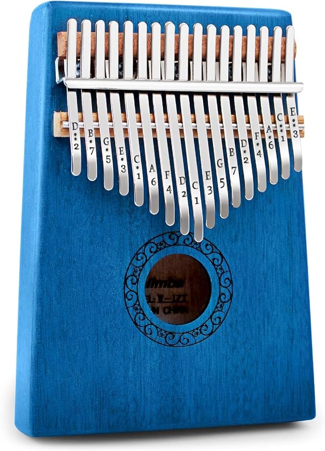 Kalimba Thumb Piano,YUNDIE Portable 17 Keys Mbira Finger Piano with Tune Hammer and Study Instruction,Musical Instruments Gift for Adult Beginners Professional(Blue)
