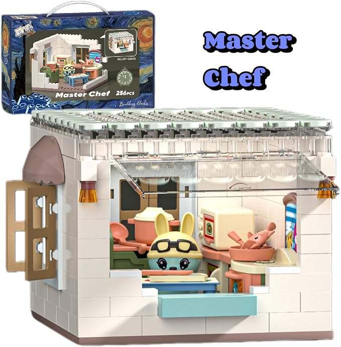 Koko's Cat Town DIY Miniature House Kit,Tiny House Kitchen Building Kit,Purrfect Dollhouse with 256PCS,Cat Toys Gift for Teens Kids Ages 3+ 3+,Dollhouse for 3 and up