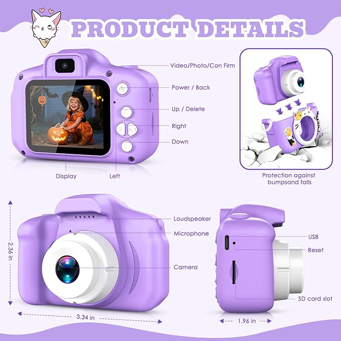 Kids Camera for Girls Boys Christmas Birthday Festival Gift for Kids,Digital Camera for Toddlers Toys for 3 4 5 6 7 8 9 10 11 12 Year Old