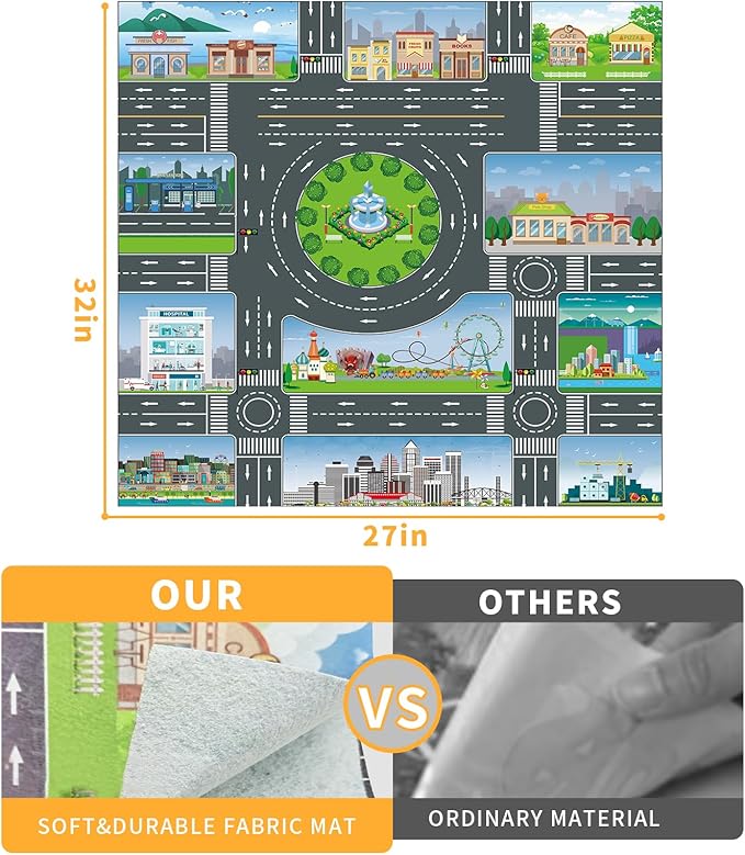 Bennol Toddler Toys for 1 2 3 4 5 6 Years Old Boys, 7 in 1 Construction Car Trucks Playset with Play Mat & Accessoories, Birthday Gifts for Toddlers Kids Boys Girls Age 1-3 3-5