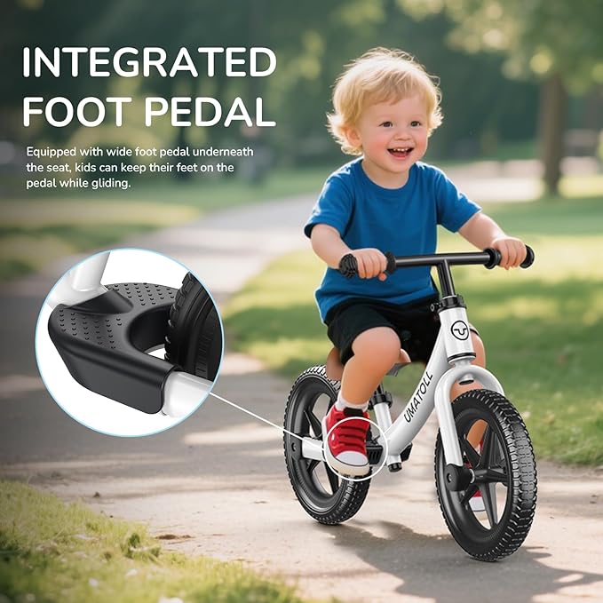 Umatoll Toddler Balance Bike 2 Year Old, Kids Bike Toy for 18 Months to 5 Years Old, Tool-Free Adjustment, Birthday Gifts for 2-3 Boys Girls, No Pedal