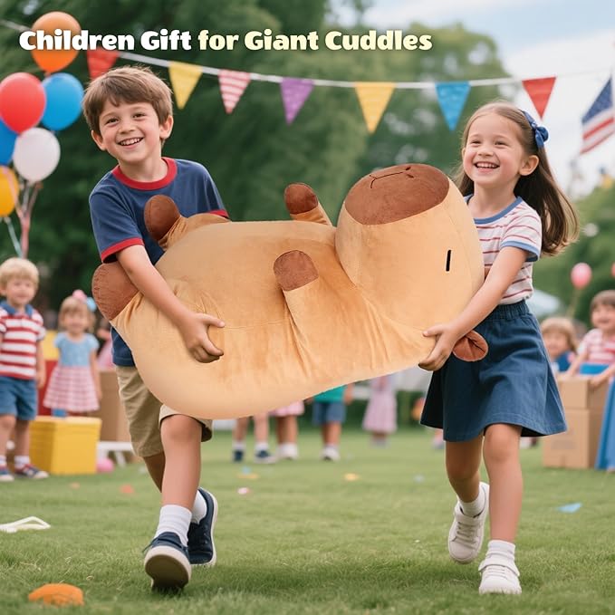 Giant Capybara Plush 30", Jumbo Soft Capybara Stuffed Animal, Giant Plush Toys Hugging Pillow for Stress Relief & Sleep Aid, Huge Cuddly Capibara Plushie Gift for Kids Adults