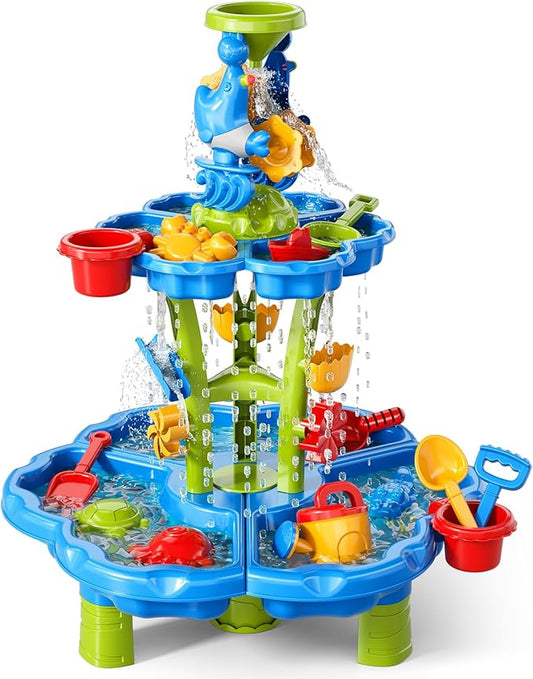 3 in 1 Water Table for Toddlers 3-5 4-8, Summer Outdoor Beach Outside Backyard Activity Sensory Kids Sand and Water Table, Birthday Party Gifts for Kids Boys and Girls Ages 3 4 5 6 7 8