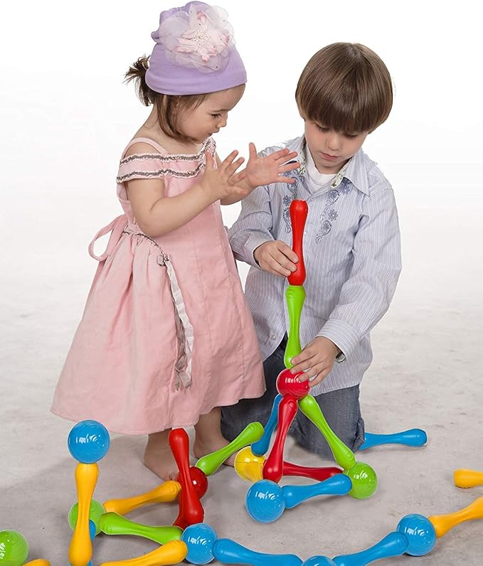 Goobi 20 Piece Construction Set Large Building Blocks Developmental Play Sticks STEM Learning Vibrant Colors Creativity Imagination 3D Puzzle Educational Toys for 1 Year Old Toddlers Preschool
