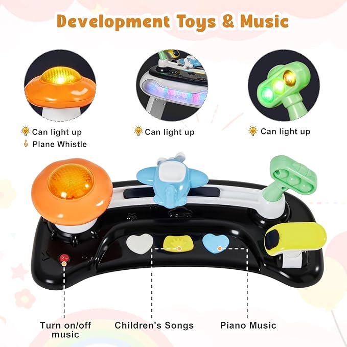 5 in 1 Baby Walker, Activity Baby Walker-Baby Bouncer, Rocker, Activity Center,Seat and Push Walker,Detachable Trampoline Mat, Adjustable Speed Rear Wheels and Height,Ages 6-18 Months