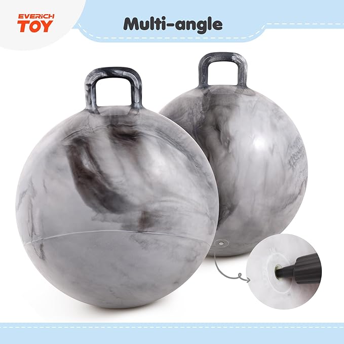 EVERICH TOY Hopper Ball for Kids 7-12, 20In Hoppity Hop Ball, Grey Clouds Sit On Bouncy Balls with Handle, Indoor Outdoor Inflatable Christmas Hopping Toys Gifts for Boys Girls