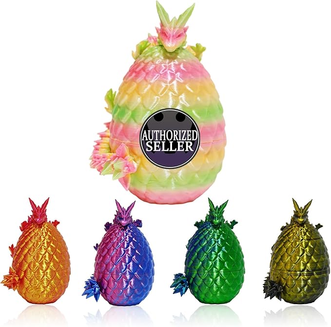 12PCS 3D Printed Dragon Eggs with Dragons Inside, Mini Egg Set, Articulated Crystal Dragon Fidget Toys for Kids, Glow in The Dark Dragon Toys - Stuff Fun Gift for Kids Boys Girls