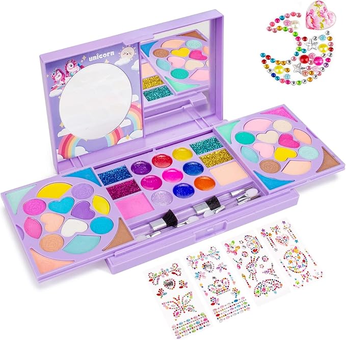 Tomons Kids Makeup Kit for Girl Real Washable Cosmetic Toy Beauty Set, Birthday Toys Gift for 3 4 5 6 7 8 9 10 Year Girls