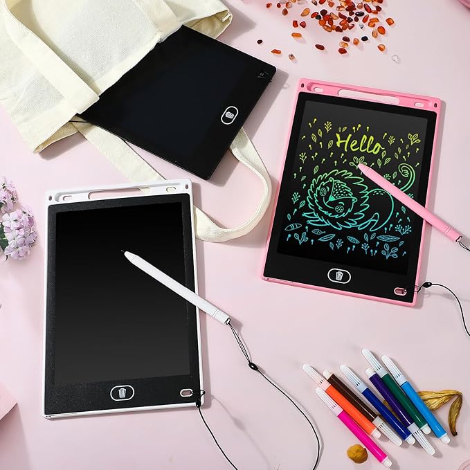 Zhehao 24 Pieces LCD Writing Tablet Doodle Board 8.5 Inch Colorful Reusable Screen Board Pad Reusable Drawing Writing Learning Educational Pad Toys for Girls Boys 8-10 3-10(Simple Round Style)