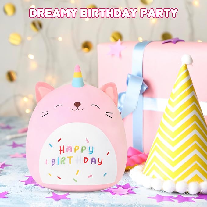 SQEQE Unicorn Cat Plush Kawaii Birthday Cat Plushies Pillow Cat Stuffed Animal Toy Soft Plushie Doll Gifts for Kids Decor(Caticorn, 8 Inch)