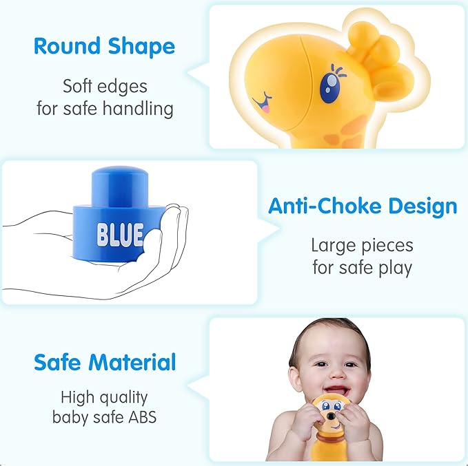 iPlay, iLearn Baby Stacking Toys, Toddler Montessori Building Blocks Set, Infant Alphabet Number Learning Block, Early Development Educational Birthday Gift for 12 18 Month 1 2 3 Year old Kid Boy Girl