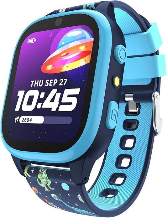 PlayZoom 4 Kids Smartwatch, Educational Tech Toy – 25+ Games, Selfie Camera, Audiobooks, Step Tracker, Water‑Resistant, Parental Controls, Long Battery, Ages 4‑12 (Navy Dinosaurs)