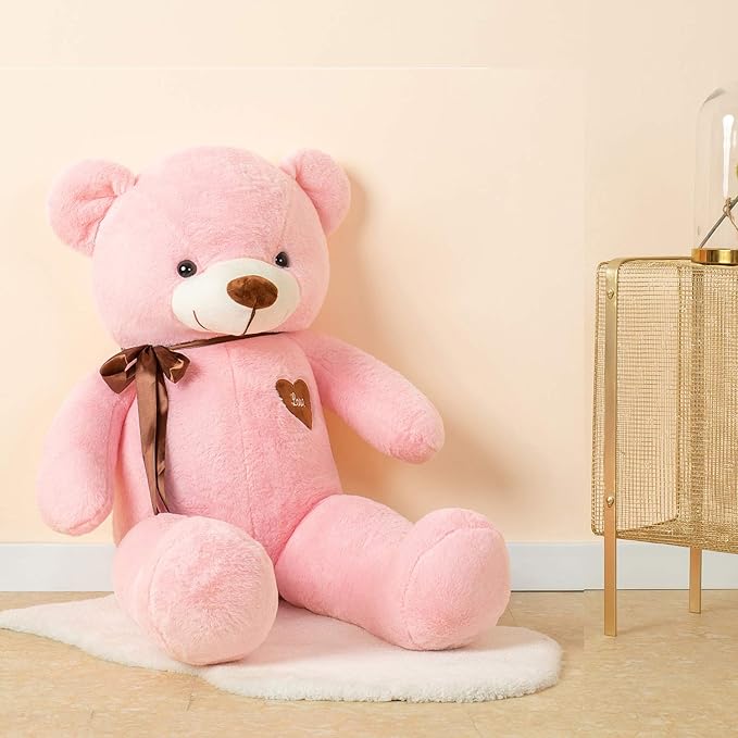 Big Teddy Bear Stuffed Animal with Love Heart 31.5 Inch Giant Plush Toy Large Soft Doll for Kids Girls Girlfriend Pink