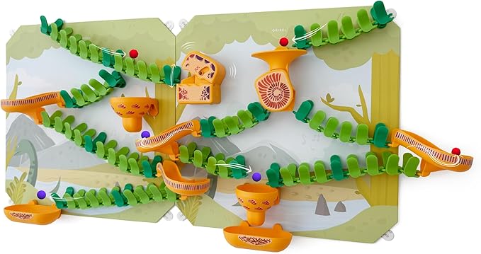 Oribel VertiPlay Magnetic Marble Run | Builder Set STEM Toy | Creative Free Play Construction Kit for Kids | Works on Fridges, Lockers & Metal Surfaces | Builder Set (75) (Dino Quest)