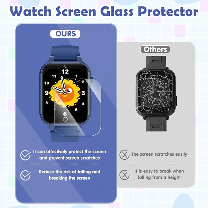 Luyiilo Smart Watch for Kids, with 26 Puzzle Games, Touch Screen, HD Camera, Alarm Clock, Toys for Ages 4-12 Years Old.Birthday Gift for Boys Girls (Blue)