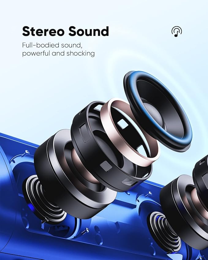 Bluetooth Speaker Gifts for Men: Portable Wireless, IPX5 Waterproof, White Elephant Gifts for Adults, Stocking Stuffers for Teens Boy Girl, Up to 20H Playtime, TWS Pair, for Home/Party/Outdoor (Blue)
