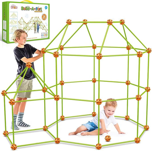 OleFun 180 Pack Fort Building Kits for Kids 4, 5, 6, 7, 8+ Year Old Boys & Girls, Creative STEM Building Toys for DIY Castles, Tunnels, Play Tent, for Aged 5-8, 8-12