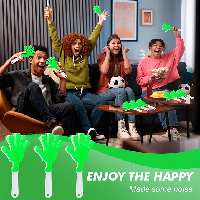 12 Pcs Hand Clappers Noisemakers 7.5 Inch Clappers Noisemakers Plastic Hand Clappers for Birthdays Game Football Sporting Events Cheers Supplies Dance Basketball Football Noisemakers(Green and White)