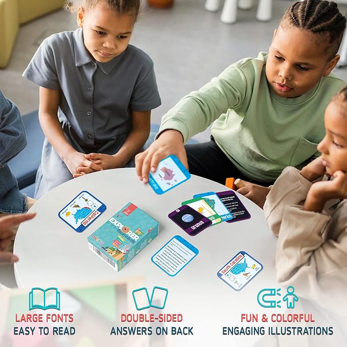 merka Science Flash Cards for Kids - 90-Count Multicolor Waterproof Deck - Solar System Facts & Planet Cards for Kids & Human Anatomy & Geography Facts - Homeschool Science Supplies