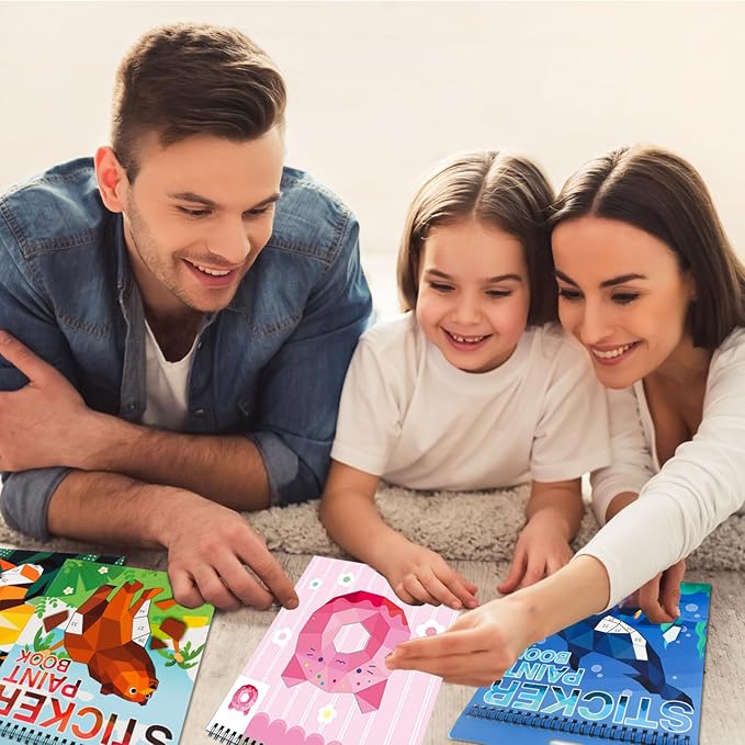 Sticker by Number Book for Kids Ages 4-8, 8-12 and Adults Animals, Ocean, Desserts, Insects Sticker Paint Puzzle Activity Books for Kids Girls Boys Birthday Party Favors Travel Toys