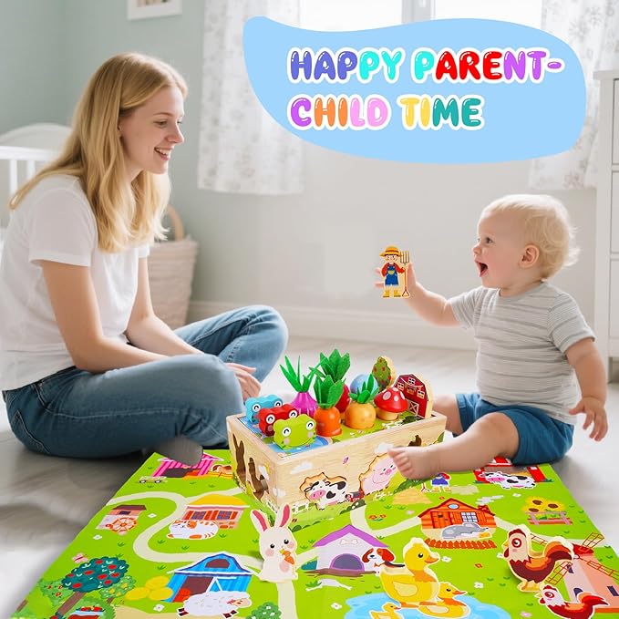 KMTJT Toddlers Montessori Wooden Toys for 1 Year Old: Baby Toys 12-18 Months | 1st One First Birthday Gifts for 1-2 Year Old Girls Boys | Educational Learning Fine Motor Skills Toy