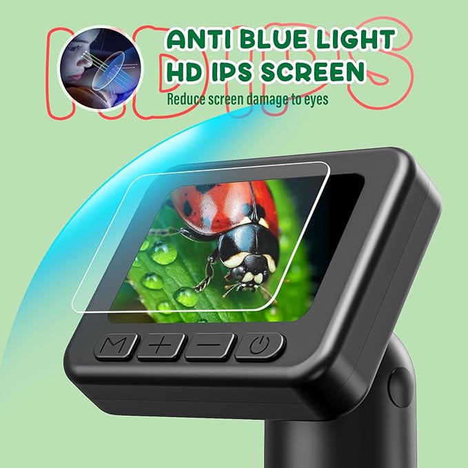 IMICHI Microscope for Kids 50X-1000X Magnification- 2 inch IPS HD Screen, 32GB storage Card, 1080P Video, 2-Hour Battery Life, Easy Carry, Slides Included - Perfect Science Kit Gift for Kids Ages 8-12