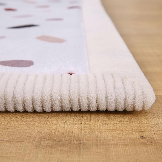 Stylish Coral Velvet Baby Play Mat for Floor 60" x 80" Confetti – Soft 1" Thick High-Density Memory Foam Nursery Rug,Kids Rug with Non-Slip Backing for Crawling & Playing, Playroom Rug, Kids Carpet