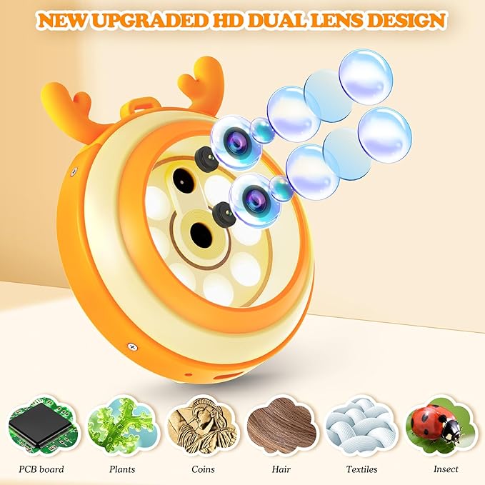 Kids Microscope Camera Gifts and Toys for 4-12 Year Old Boys Girls, Microscope for Kids 2" IPS HD Screen Microscopes Camera, Pocket Microscope Toy Christmas Birthday Science Kits Gift for Ages 3-8