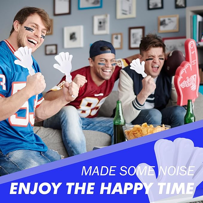 36 Pcs Hand Clappers Noisemakers 7.5 Inch Clappers Noisemakers Plastic Hand Clappers for Birthdays Game Football Sporting Events Cheers Supplies Dance Basketball Football Noisemakers（White）