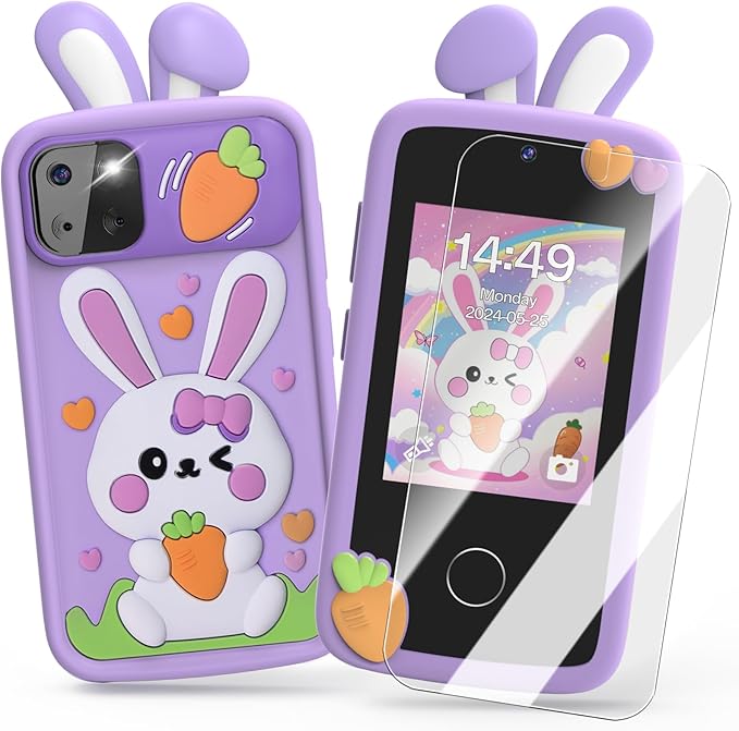 Luyiilo Kids Smart Phone Toys for Girls,Easter Gift for Kids Toys for 3-9 Girls Mini Smart Phone Toys with 2.8" Touchscreen 16 Learning Games Dual Camera Music Player, 8G SD Card
