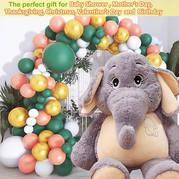 Giant Elephant Stuffed Animal 39'', Large Plush Toy, Soft Huggable Cute Elephant Plush for Girls, Boys, Kids, Babies - Gifts for Birthday, Mother's Day, Christmas