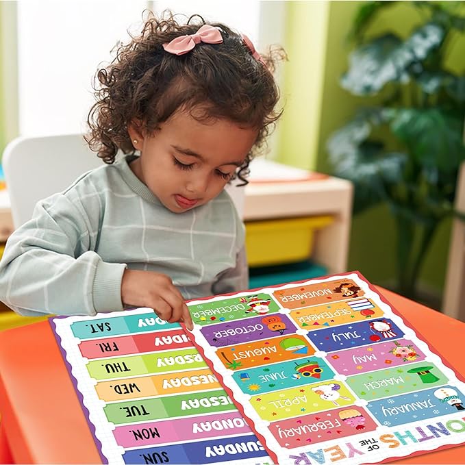 D4DREAM Days of The Week Poster for Kids - 2Pcs Laminated Months of the Year Poster for Classroom Decorations Toddler Learning Posters for PreK Kindergarten Homeschool Nursery Daycare Essentials