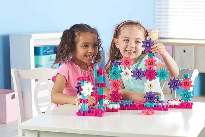 Learning Resources Gears! Gears! Gears! Deluxe Building Set Pink - 100 Pieces, Ages 3+, STEM Activities, Fine Motor Skills, Toddler Explorer Kit, Science and Construction, Boys and Girls Gifts