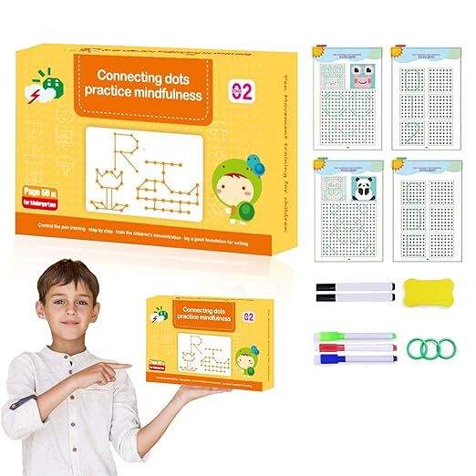 Scribble Smart Workbook, Reusable Grooved Handwriting, Grooved Handwriting Practice Workbooks for Kids Age 3-8, Tracing Letters, Numbers, Drawing, Magic Copybook(New edition-Yellow)