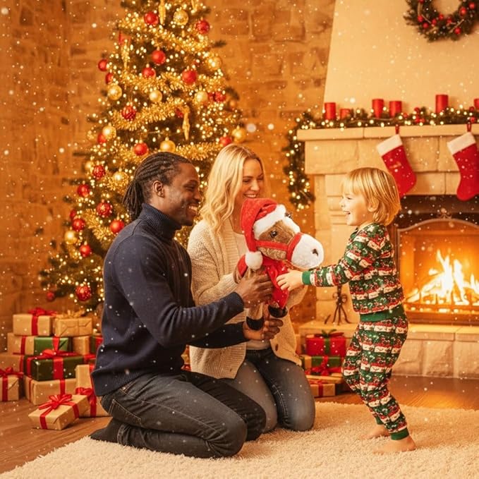 2025 Animated Plush Horse – Walking Toy, Electric Stuffed Animal Plush Interactive Horse Toy Figures, Soft Interactive Pony with Joyful Neighing Sounds Dancing (Pink)