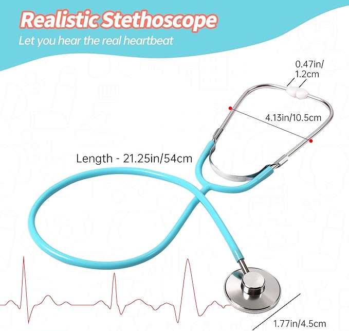 Kids Doctor Kit, 8 Pieces Toddlers Doctor Playset with Medical Storage Bag & Real Stethoscope, Pretend Play Doctor Toys Christmas Birthday Gift for Boys Girls Aged 3 4 5 6 (Blue)