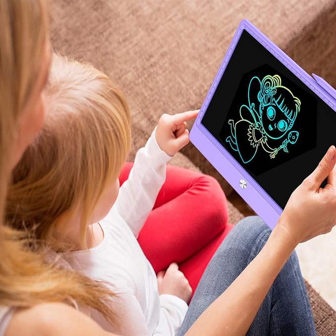 FLUESTON LCD Writing Tablet, Doodle Board Toys Gifts for 3-8 Year Old Girls Boys, 12 Inch Colorful Electronic Board Drawing Pad for Kids, Christmas Gifts for Toddler Educational Learning Travel,Purple