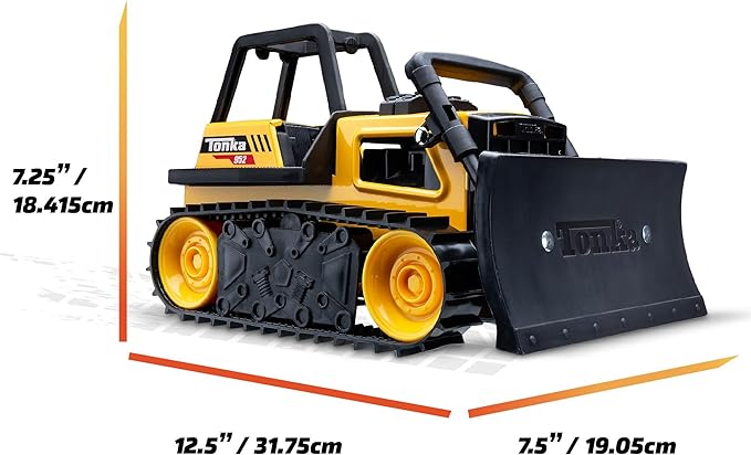 Tonka Steel Classics Bulldozer - Made with Steel & Sturdy Plastic, Yellow Toy Construction Truck, Boys and Girls, Kids, Toddlers, Ages 3+